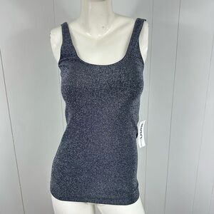 Last Tango Women’s Gray Lurex Metallic Tank Top Stretch Casual Size M / L